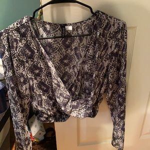 Snake print wrap top